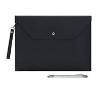 Wonderpool A4 Épaissi PU Cuir Enveloppe Cas Portfolio Dossier avec Poches Intérieures Pochette pour Document et Papeterie Fichier Organisateur Tablette PC Manches Titulair (Noir)