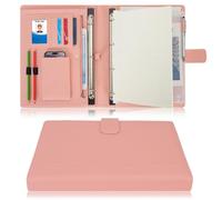 Wonderpool A4 PU Cuir Porte Document Classeur Anneaux Planchettes à pince Amovible Dossier De Conférencier pour Organiseur Conférence Réunion Bureau Voyage École (Rose)