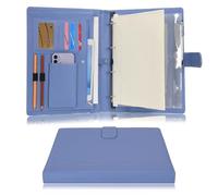 Wonderpool A4 PU Cuir Porte Document Classeur Anneaux Planchettes à pince Amovible Dossier De Conférencier pour Organiseur Conférence Réunion Bureau Voyage École (Bleu)