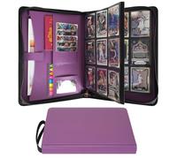 Wonderpool Classeur Cartes 9 Pochettes - Contient 540 Cartes | Fermeture Éclair Cuir PU Album Sans Anneaux avec Pochettes à Chargement Latéral pour MTG, TCG, Yugioh, Cartes Sportives (Violet)