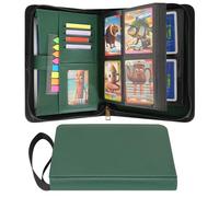 Wonderpool Classeur Cartes à Collectionner avec Fermeture Éclair 4 Pochettes pour 240 Cartes, Cuir PU Étanche Album Carte Chargement Latéral pour Pokemon, MTG, TCG Cartes Sportives (Vert)