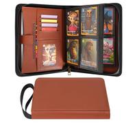 Wonderpool Classeur Cartes à Collectionner avec Fermeture Éclair 4 Pochettes pour 240 Cartes, Cuir PU Étanche Album Carte Chargement Latéral pour Pokemon, MTG, TCG Cartes Sportives (Brun)