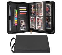 Wonderpool Classeur Cartes à Collectionner avec Fermeture Éclair 4 Pochettes pour 240 Cartes, Cuir PU Étanche Album Carte Chargement Latéral pour Pokemon, MTG, TCG Cartes Sportives (Noir)