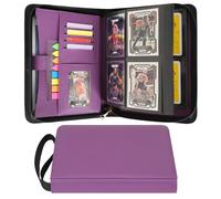 Wonderpool Classeur Cartes à Collectionner avec Fermeture Éclair 4 Pochettes pour 240 Cartes, Cuir PU Étanche Album Carte Chargement Latéral pour Pokemon, MTG, TCG Cartes Sportives (Violet)