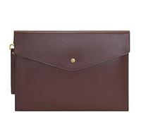 Wonderpool porte documents A4 multifonction en cuir véritable pour organisateur de papeterie de documents papier et étui pour tablette PC (Brun)