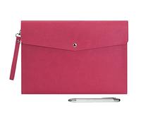 Wonderpool Porte-Documents Multifonction A4 en Simili Cuir - Porte-Documents pour Papier à Lettres et Organisateur de Papeterie, étui pour Tablette (Rouge Prune)