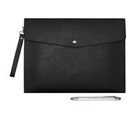 Wonderpool Porte-documents multifonction A4 en simili cuir - Porte-documents pour papier à lettres et organisateur de papeterie, étui pour tablette (Noir)