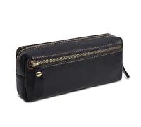 Wonderpool Trousse en Cuir Plumier Étui à Stylo Porte-marqueur Grande Capacité avec Pochette pour Organisateur Poche intérieure Outils Maquillage Papeterie (Noir)