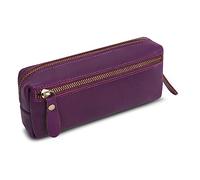 Wonderpool Trousse en Cuir Plumier Étui à Stylo Porte-marqueur Grande Capacité avec Pochette pour Organisateur Poche intérieure Outils Maquillage Papeterie (Violet)