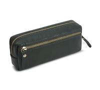 Wonderpool Trousse en Cuir Plumier Étui à Stylo Porte-marqueur Grande Capacité avec Pochette pour Organisateur Poche intérieure Outils Maquillage Papeterie (Vert)