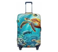 Wonders of The Sea and Tropical Oasis Housse de protection élastique pour bagage de voyage Motif imprimé anti-rayures, Noir , S