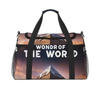 Wonders of the world - Sac de voyage imprimé pour homme et femme, sacs de voyage pliables et sac fourre-tout spacieux pour le rangement des articles de toilette, bagages, articles personnels, noir
