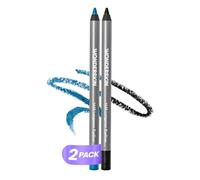 Wonderskin 1440 Crayon Eyeliner Longue Tenue Bleu et Noir, Paquet de 2 - Crayon Eyeliner Imperméable, Aiguisable et Anti-Bavure (Aqua & Liquorice)