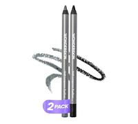 Wonderskin 1440 Crayon Eyeliner Longue Tenue Bleu Pailleté et Noir, Paquet de 2 - Crayon Eyeliner Imperméable, Aiguisable et Anti-Bavure (Oyster Blue & Liquorice)