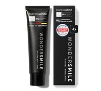 Wondersmile Lot de 4 dentifrices au charbon actif menthe - blanchissant doux - Fluor 1450 ppm - Avec eau d'argousier et hyaluronique - Cosmétique naturel certifié NCS - 100 % végétalien