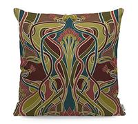 WONDERTIFY Nouveau Style Housse de coussin Motif floral géométrique Arts Marron Vert Taie d'oreiller pour homme femme Housse de coussin Salon ferme 45 x 45 cm