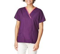 WonderWink Gommage Charlie 5 Poches col en Y pour Femme, L, Aubergine, 1
