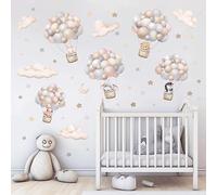 wondever Stickers Muraux Animaux Ballon Autocollants Muraux Mural Stickers Enfants Montgolfière Nuage Éléphant pour Chambre Enfants Bébé Pépinière