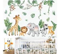 wondever Stickers Muraux Animaux Jungle Vigne Autocollants Muraux Éléphant | Décoration Murale Peel & Stick, Décoration Bébé Pépinière Chambre Enfants, Couleurs Vives et Nettes, Stickers Murals Amovible