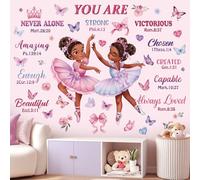 wondever Stickers Muraux Ballerine Filles Rose Autocollants Muraux Mural Stickers Danseuse Ballet Papillon pour Fille Chambre Enfants Bébé Pépinière