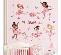 Wondever Stickers Muraux Ballerine Rose Autocollants Muraux Mural Stickers Danseuse Chambre Enfants Bébé Pépinière