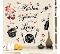 wondever Stickers Muraux Cuisine Citation Noir Autocollants Muraux Mural Stickers Texte Cuisine Lettrage pour Cuisine Salle à Manger Restaurants