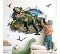 wondever Stickers Muraux Dinosaure 3D XXL Autocollants Muraux Mural Stickers Animaux Dino pour Chambre Bébé Garçon Salle de Jeux Bébé Pépinière