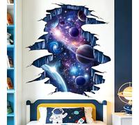 wondever Stickers Muraux Espace Enfant 3D Autocollants Muraux Planète | Décoration Murale Peel & Stick, Décoration Bébé Pépinière Chambre Enfants, Couleurs Vives et Nettes, Stickers Murals Amovible