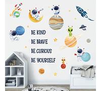 wondever Stickers Muraux Espace Planète Autocollants Muraux Mural Stickers Astronaute Étoiles Citation et Lettres pour Chambre Enfants Garçon Bébé Pépinière