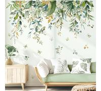 wondever Stickers Muraux Feuilles Tropicales Vertes Autocollant Muraux Mural Stickers Plantes Pendaison Floral Vigne pour Chambre Salon Bureau Mur TV