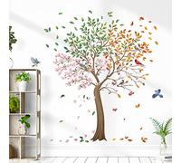 wondever Stickers Muraux Grand Arbre Autocollants Muraux Mural Stickers Arbre de Fleurs Oiseaux pour Chambre Salon Mur TV (H: 160cm)