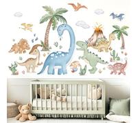 wondever Stickers Muraux Grand Dinosaure Boho XXL Autocollants Muraux Mural Stickers Animaux Dino Palmier Tropicales pour Chambre Enfants Bébé Pépinière