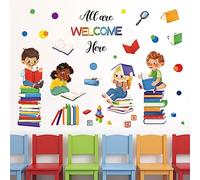 wondever Stickers Muraux Lecture Livres Autocollants Muraux Mural Stickers Enfants Citations Inspirante pour Salle de Classe Chambre Enfants Bébé Pépinière