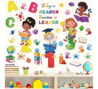 wondever Stickers Muraux Lecture Livres Autocollants Muraux Mural Stickers Enfants Inspirante Citations et Lettres pour Salle de Classe Chambre Enfants Bébé Pépinière