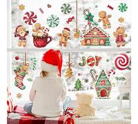 wondever Stickers Muraux Noël Cuisine Autocollants Muraux Mural Stickers Fenêtre Noël Biscuits de Noël Bonhomme en Pain d'Épice pour Fête de Noël Fenêtre Décoration de Noël Fenêtre Stickers