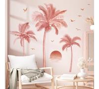 wondever Stickers Muraux Palmiers Arbre Grand Boho Autocollants Muraux Mural Stickers Plantes Tropicales Soleil pour Chambre Salon Mur TV (H: 135cm)