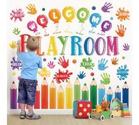 wondever Stickers Muraux Peinture Éclaboussures Crayons Couleur Enfants Educatif Autocollants Muraux Mural Stickers Citation et Lettres Inspirante pour Salle de hambre Enfants