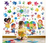 wondever Stickers Muraux Peinture Éclaboussures Puzzle Enfants Autisme Autocollants Muraux Mural Stickers Citation et Lettres Inspirante pour Salle de Classe Chambre Enfants