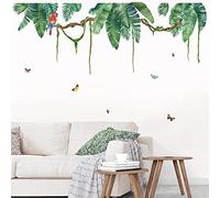 wondever Stickers Muraux Plantes Tropicale Vertes Autocollants Muraux Mural Stickers Feuille de Palmier pour Salon Chambre Bureau