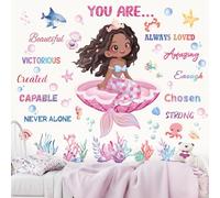 wondever Stickers Muraux Sous la Mer Sirène Autocollants Muraux Mural Stickers Algues Citation et Lettres Inspirante pour Chambre Fille Bébé Pépinière
