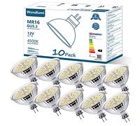 Wondlumi 10x Ampoule LED GU5.3 MR16 6.5W Équivalent Halogène 60W,Spot LED AC/DC 12V 700LM,Ampoule a Réflecteur Blanc Neutre 4500K,120 °Faisceaux Plafonnier,Non Dimmable Projecteur