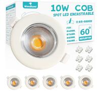 Wondlumi 6x Spot LED Encastrable Extra Plat 10W, Spots LED Ronds Blancs 3000K Blanc Neutre, Luminaires de Plafond Encastrés 65-88mm,850LM pour le Salon