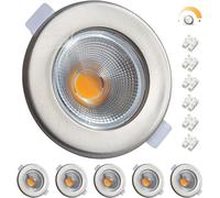 Wondlumi 7W Spot LED Encastrable Dimmable Extra Plat,Blanc Chaud 3000K Éclairage Encastré COB,Spot de Plafond Inox 220V 600LM,Trou 68mm Pour Cuisine Chambre Salon,Lot de 6