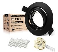Wondlumi Cadre Spot Encastrable GU10 Noir Orientable 30°pour Spot Led Encastrable 68mm Avec Douille GU10 pour Ampoules LED,MR16 ou Halogènes,Plafond Set 20