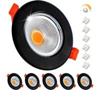 Wondlumi Spot LED Encastrable Noir Dimmable 7W Extra Plat,2700K Blanc Chaud COB,Spot de Plafond 220V 600LM Pour Cuisine Chambre Salon,Trou 65-88mm Lot de 6