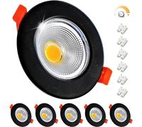 Wondlumi Spot LED Encastrable Noir Dimmable 7W Extra Plat,4000K Blanc Neutre Spot Encastré COB,220V 600LM Pour Cuisine Chambre Salon,Trou 65-88mm Lot de 6
