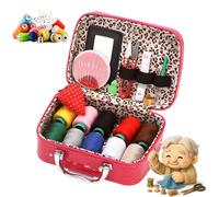 Wondolla Sewing Kit, Portable Sewing Kit in Faux Leather Case, Needle and Thread Kit, Steel Needles for Hand Sewing with Sewing Supplies, Scissors, Seam Ripper, Thimbles and Accessorie (Rose Red)