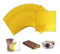 Wondora 100 Pièces 20x20 cm Feuilles D'or Emballage Chocolat Emballages de Bonbons en Aluminium Emballage de Chocolat, en Carrés Pour les Bonbons Faits Maison et le Stockage de L'artisanat