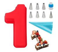 Wondora Moule Number Cake 1, Grands Moules à Gâteau 3D en Silicone, Anti-adhésif Moule Chiffre Gateau, avec Ensemble de 9 Embouts pour Sacs de Montage, pour Anniversaires, Mariages, Anniversaire
