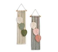 Wondramble Lot de 2 tapisseries murales en macramé, tentures murales, bohème, en dentelle, tissées à la main, décoration murale, arrière-plan